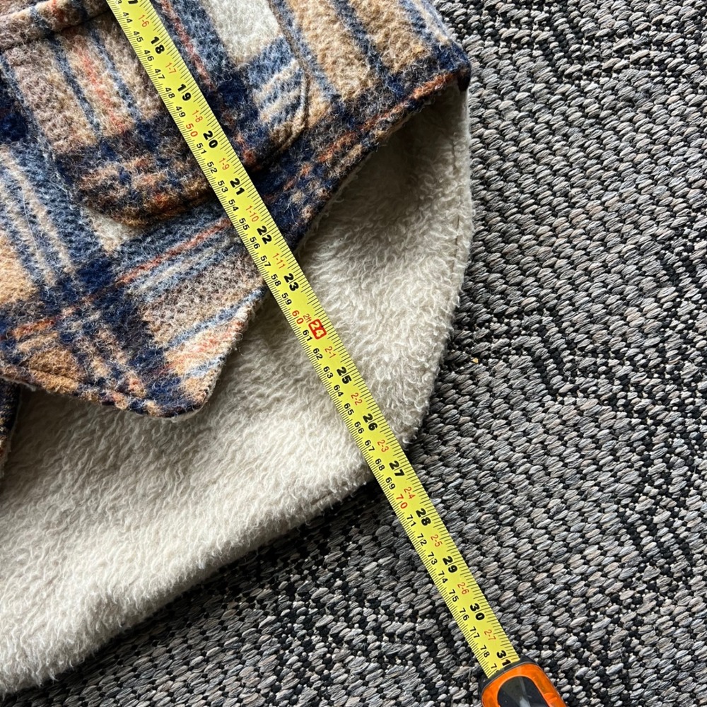 Vintage Vest Mens Large Brown Blue Wool Blend Plaid Sherpa Lined Workwear Cabin - Picture 4 of 5